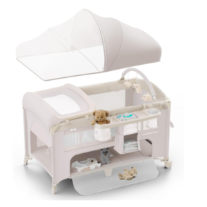 4 in 1 Baby Bassinet, Pack and Play, Bedside Crib Sleeper, Diaper Changer - Comes with Mattress