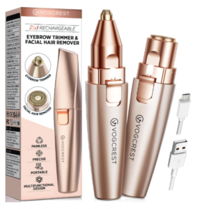Eyebrow Facial Trimmer: 2 in1 Rechargeable Facial Hair Removal and Eyebrow Shaver