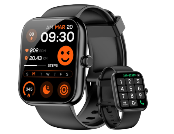 Smart Watch for Men Women, Alexa Built-in Fitness Tracker with Call Function & 1.83" HD Touchscreen, Heart Rate/Sleep Monitor, 100 Sport Modes, IP68 Waterproof, iOS Android Compatible