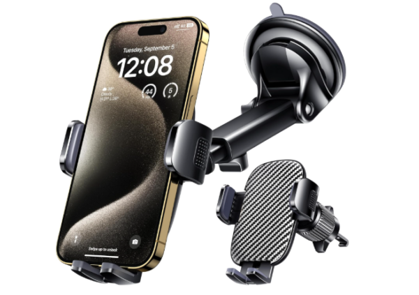 Qifutan Car Phone Holder Mount Phone Mount for Car Windshield Dashboard Air Vent Universal Hands Free Automobile Cell Phone Holder Fit for iPhone Smartphone Carbon Fiber