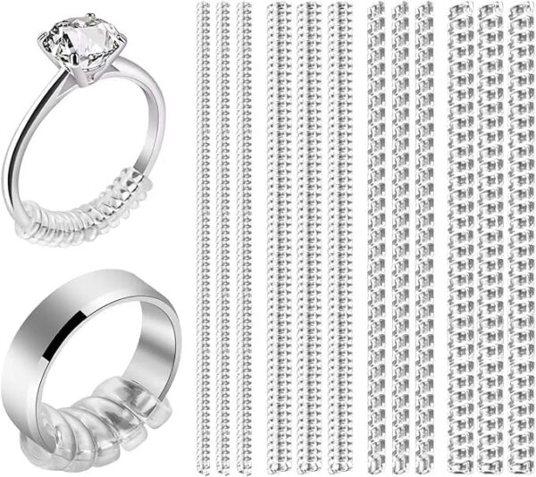 12 Pack Ring Sizers Invisible Ring Sizer Adjuster for Loose Rings Ring Guard and Spacer for Men and Women Jewelry Size Adapter Reducer Resizer