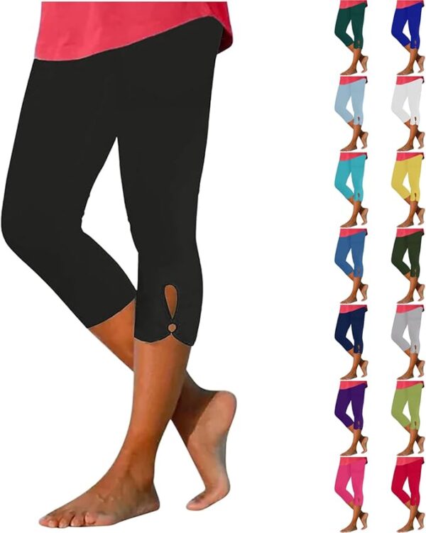 Womens Capris for Summer Dressy Cropped High Waist Yoga Pants Comfy Stretchy Leggings Workout Compression Pants