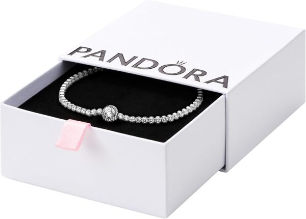 PANDORA Sparkling Halo Tennis Bracelet - Silver Bracelet for Women - Gift for Her - Sterling Silver & Cubic Zirconia - With Gift Box