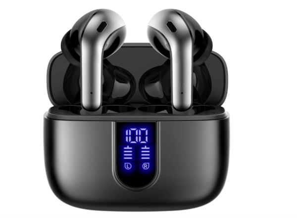 TAGRY Bluetooth Headphones True Wireless Earbuds 60H Playback LED Power Display Earphones with Wireless Charging Case